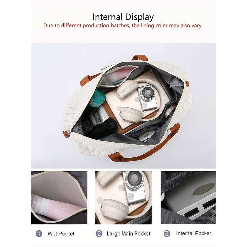 Nylon Travel Duffle with Shoe Compartment, Large Capacity Argyle Pattern Casual Weekender Overnight Gym Storage Bag Y260225