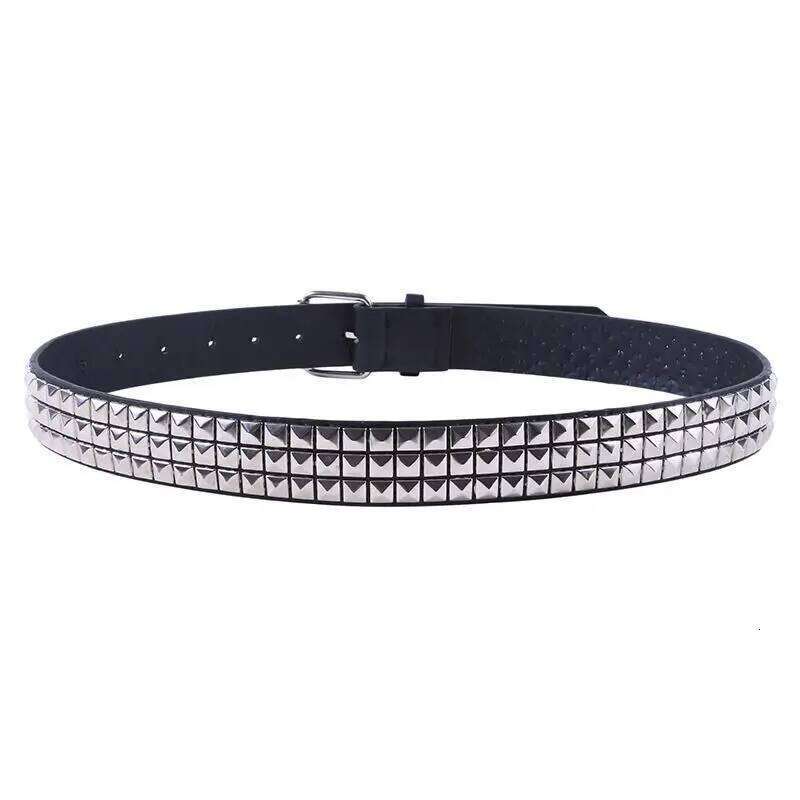 European American Vintage Pyramid Fashion Rivet Men and Women's Studded Punk Rock Pin Buckle Waist Belt Y260225