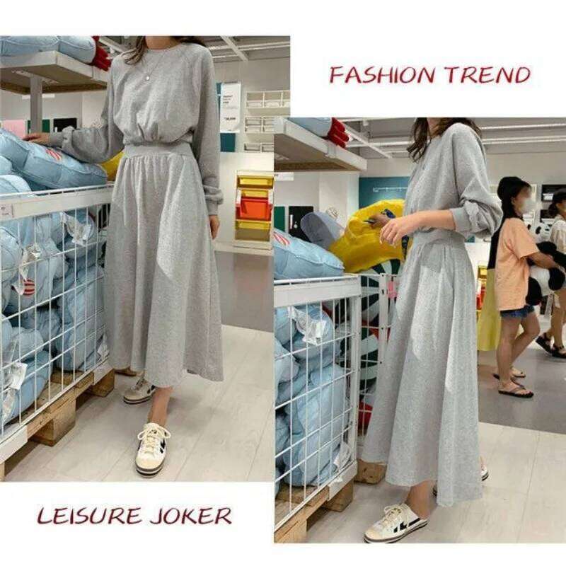 Spring and Autumn New Korean Style Long-sleeved Waist-cinched Sweatshirt Dress XJ260225