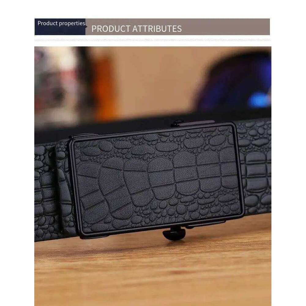 Genuine Leather Automatic Buckle Crocodile Pattern Multifunctional Light Luxury Men's Business Trouser Belt Y260225