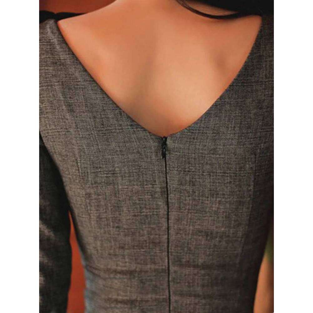 Fashion Korean Elegant Office Women Dress Temperament Retro Hollow O-Neck Folds Slim Midi Party Commute Lady Femme Mujer Vestido XJ260225