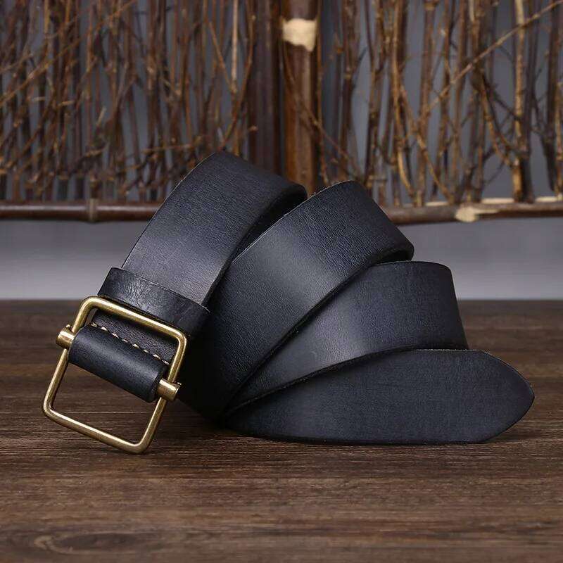 100% Pure Cowhide 3.8 Wide Genuine Leather Belt For Men High Quality Jeans No Drilling Smooth Buckle Belts Cowboy Waistband Y260225