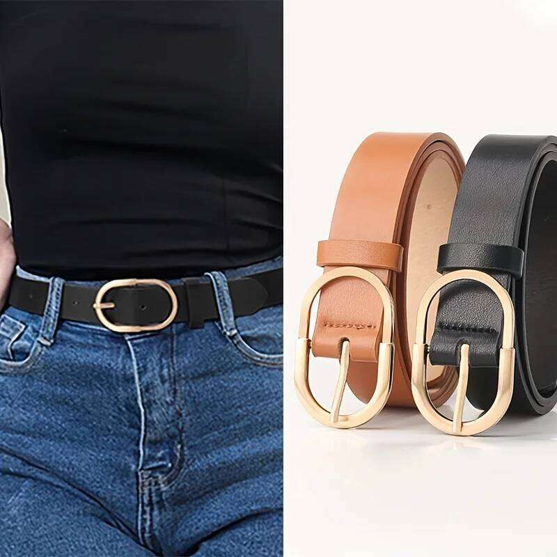1pcs Women's Fashion Classic PU Leather Belt Versatile Casual Golden Needle Buckle - Pair with Jeans, Pants, Dress Y260225