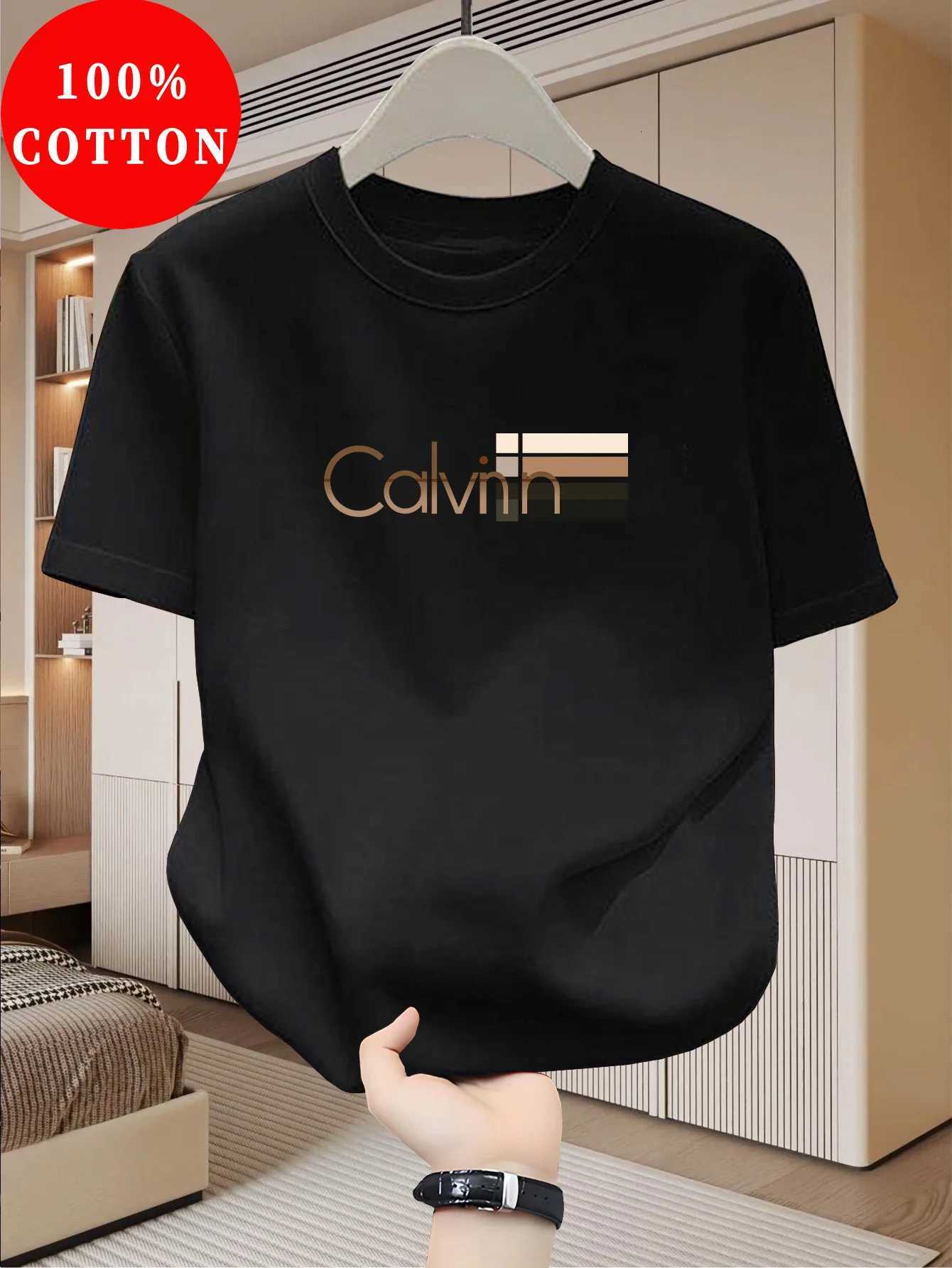 T-Shirt, 100% Combed Cotton with Gradient Color Block Logo, Classic Crew Neck Casual Tee for Smart & Daily WearT260225