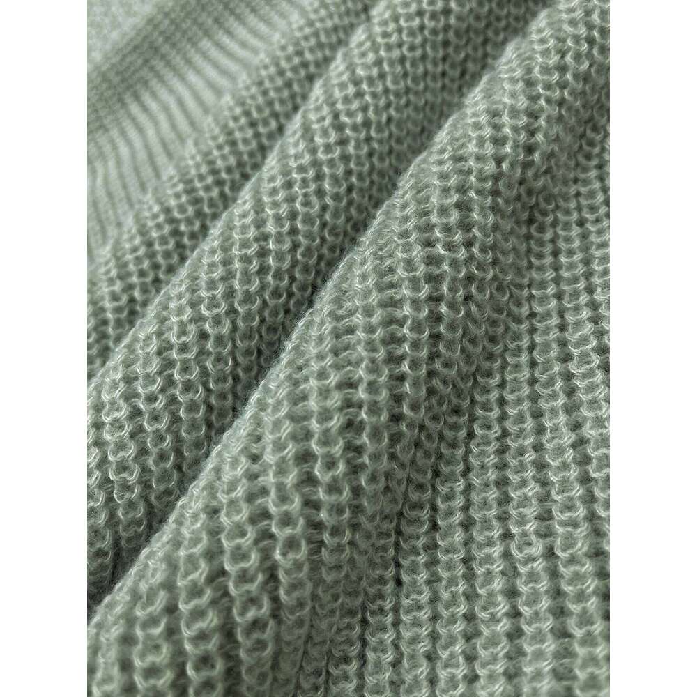 Plain Bishop V Neck Sweater Dress, Elegant Long Sleeve A Line Knit Dress for Spring & Fall, Women's Knitwear XJ260225