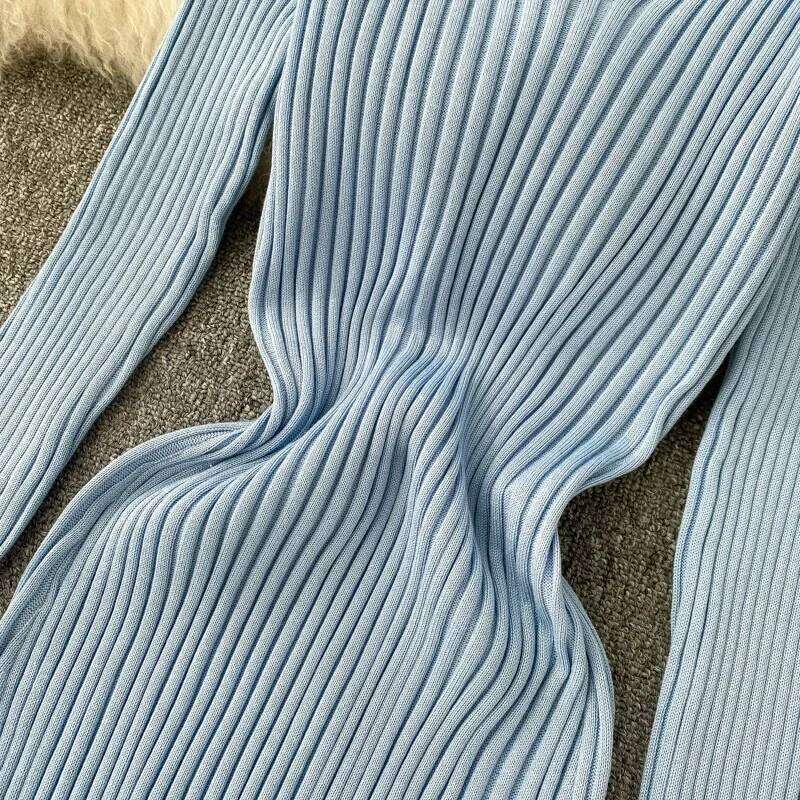 Elegant V Neck Long Sleeve Knit A-line Knitted Dress Slim Fashion Korean Sweater Basics Women Autumn Winter Elastic Clothing XJ260225