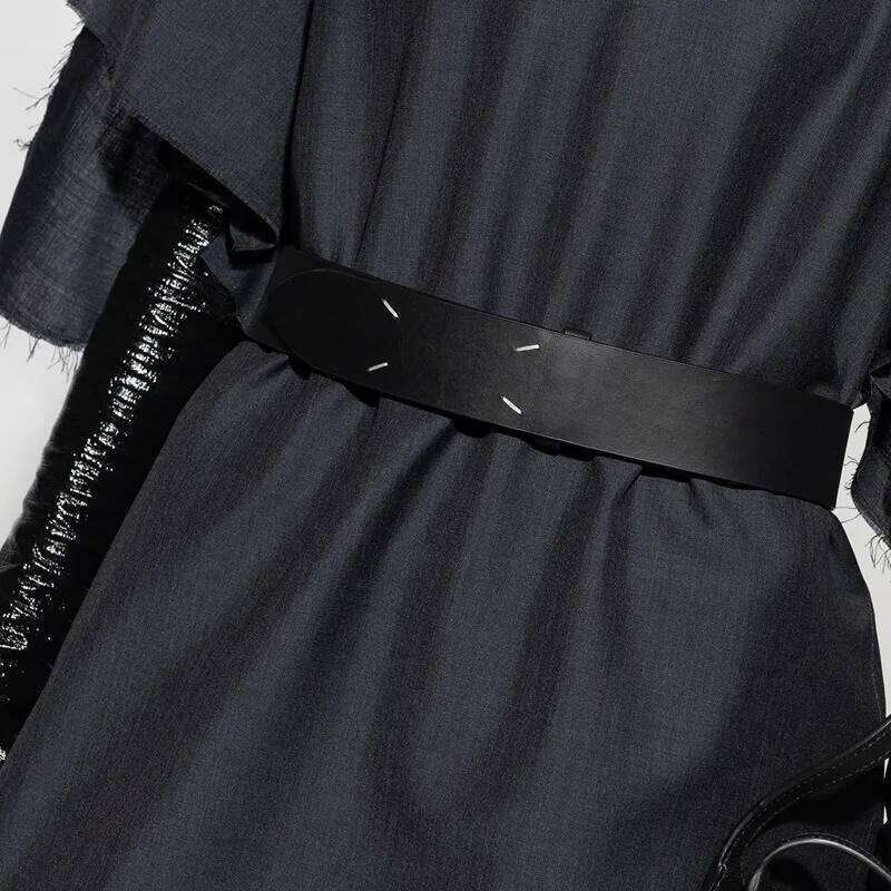 New unisex waist with four corner stitched cowhide decoration, trendy and fashionable belt Y260225