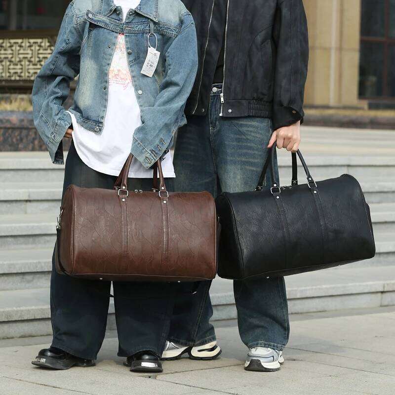 Soft Leather Travel Large Capacity Fashion Weekend Handle Lightweight Sports Gym Bag With Separate Shoe Compartment Y260225