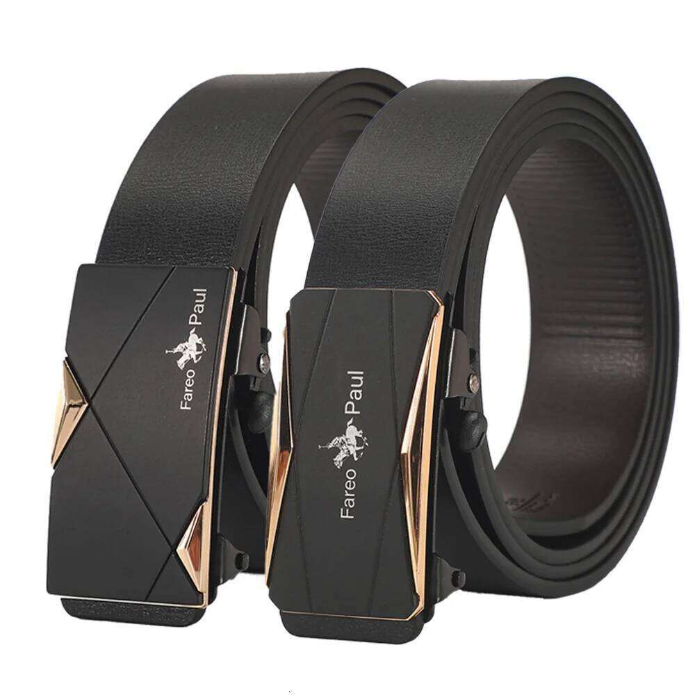 Fashion Men's Genuine Leather Automatic Buckle Ratchet Belt Random Adjustment Y260225