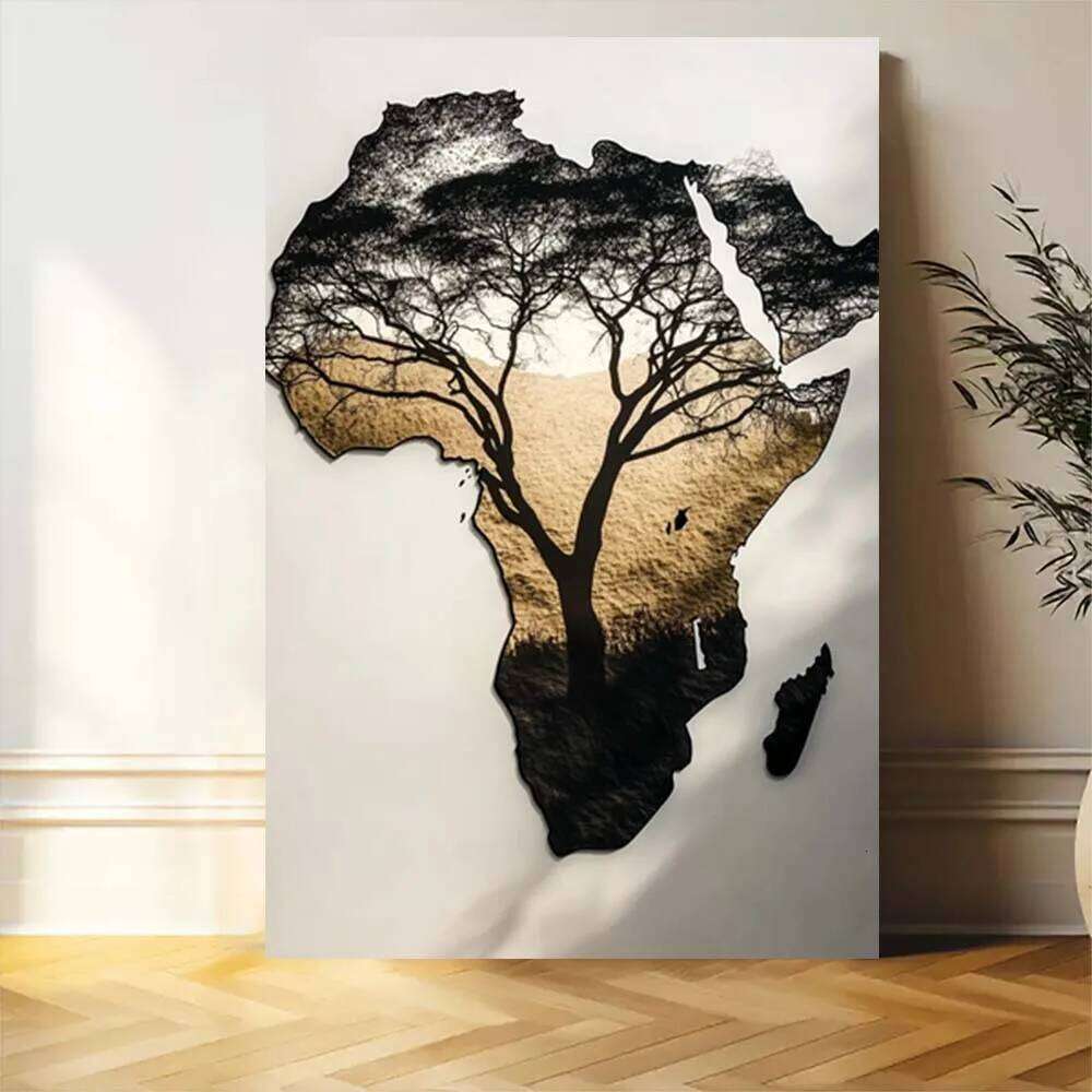 Framless African Tree Wall Art - Unique Silhouette Design with Elephant & Giraffe, Ideal for Living Room, Bedroom, or Cafe Decor 26H0225 - view 4