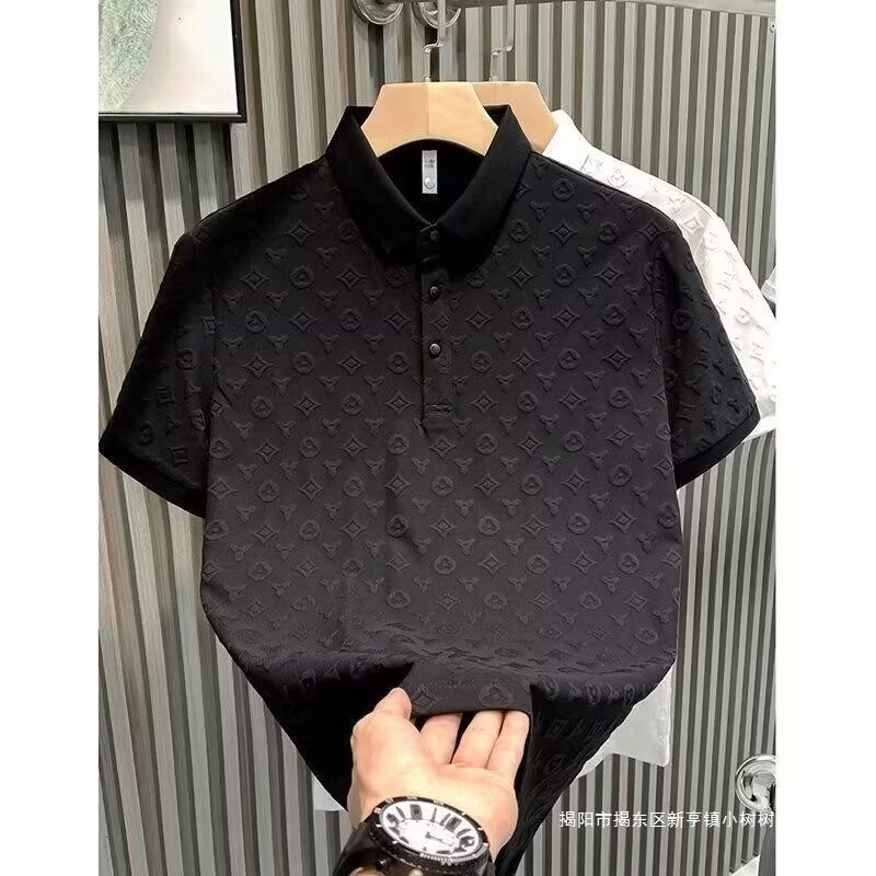 Luxury Brand Designer Clothes 2025 Summer New Fashion Slim Fit Short Sleeve Polo Shirt Men's Light Luxury High-End Turn-Down Collar Half Sleeve T