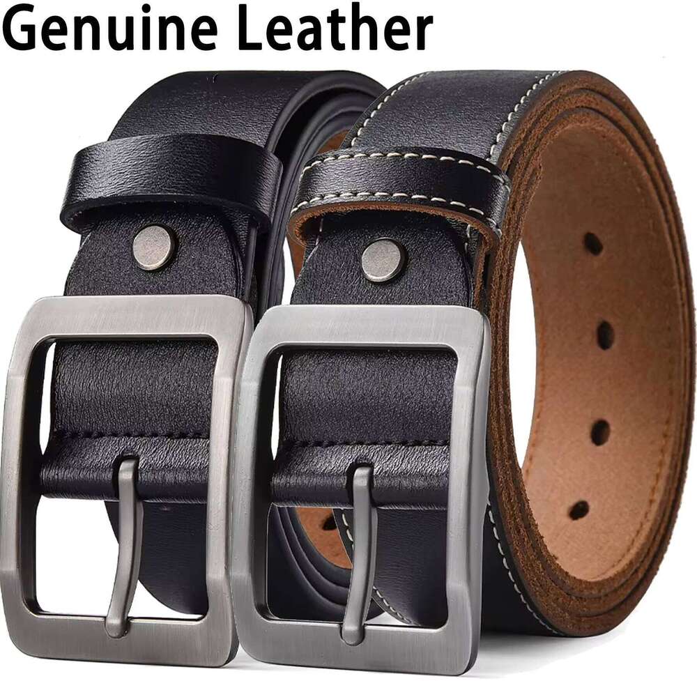 High Quality Pin Buckle Wais Straps Men's 105-140 150 160 170cm Plus Size Genuine Leather Belt Jeans Cowskin Casual Waistband Y260225