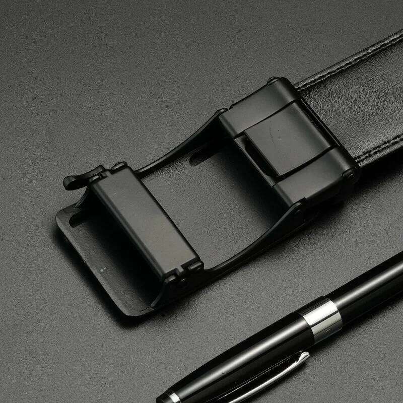 Genuine Metal Automatic Buckle Designer Business Men's Leather Belt, Suitable for Casual Pants and Jeans Y260225