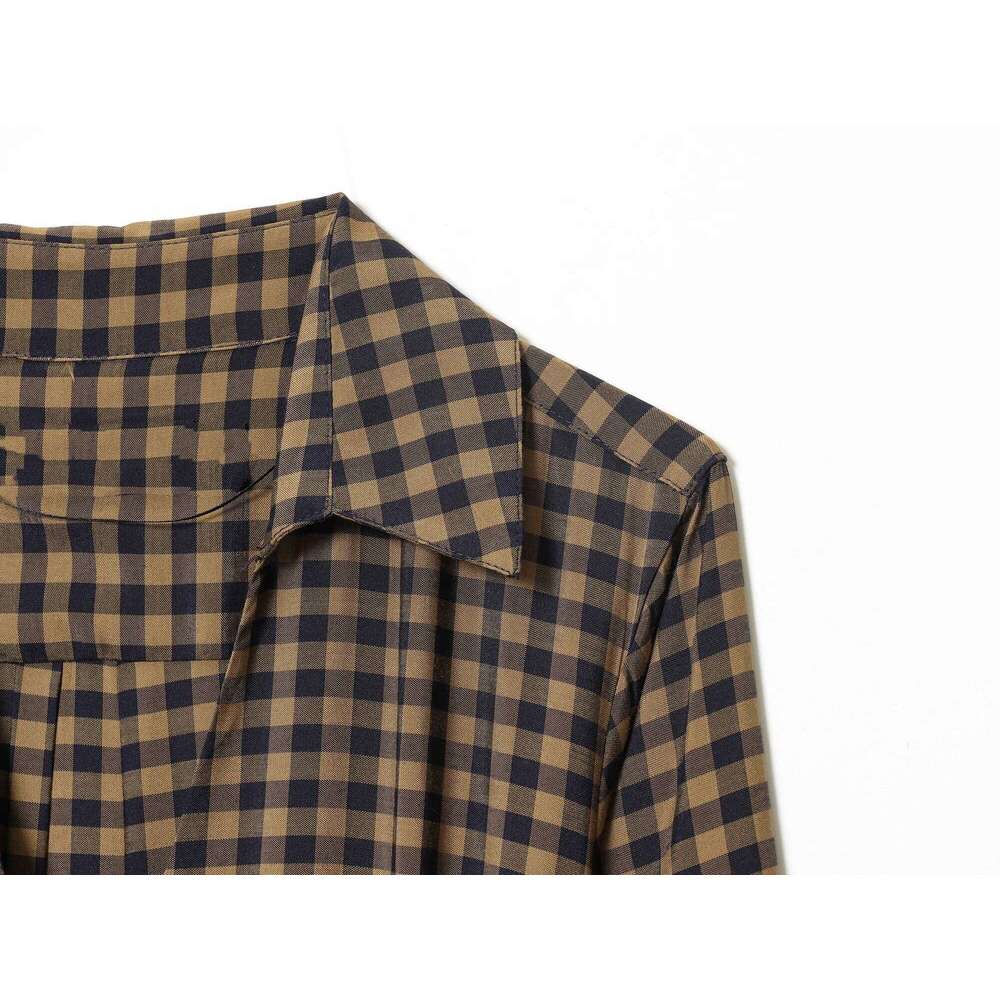 ETJ couture spring new plaid shirt style dress Elegant type restoring ancient ways is A word version long sleeve skirt belt XJ260225