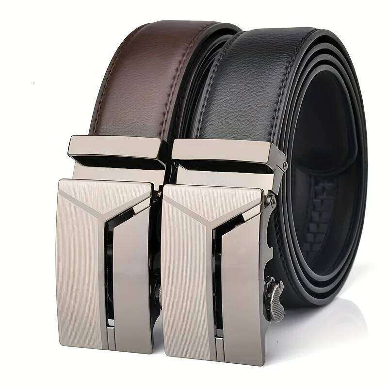 Fashionable Business Men's Authentic Luxury Brand Automatic Buckle Waistband Leather Soft Male Belt with Casual Pants Jeans Y260225