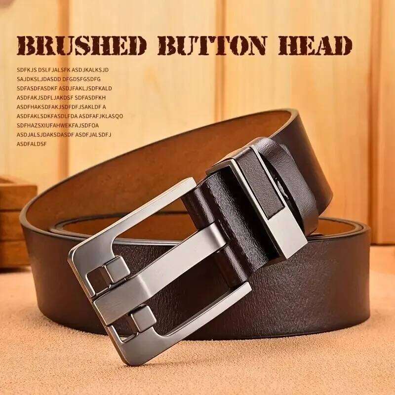 Genuine Leather For Men's High Quality Buckle Jeans Cowskin Casual Belts Business Cowboy Waistband Male Fashion Designer 2024New Y260225