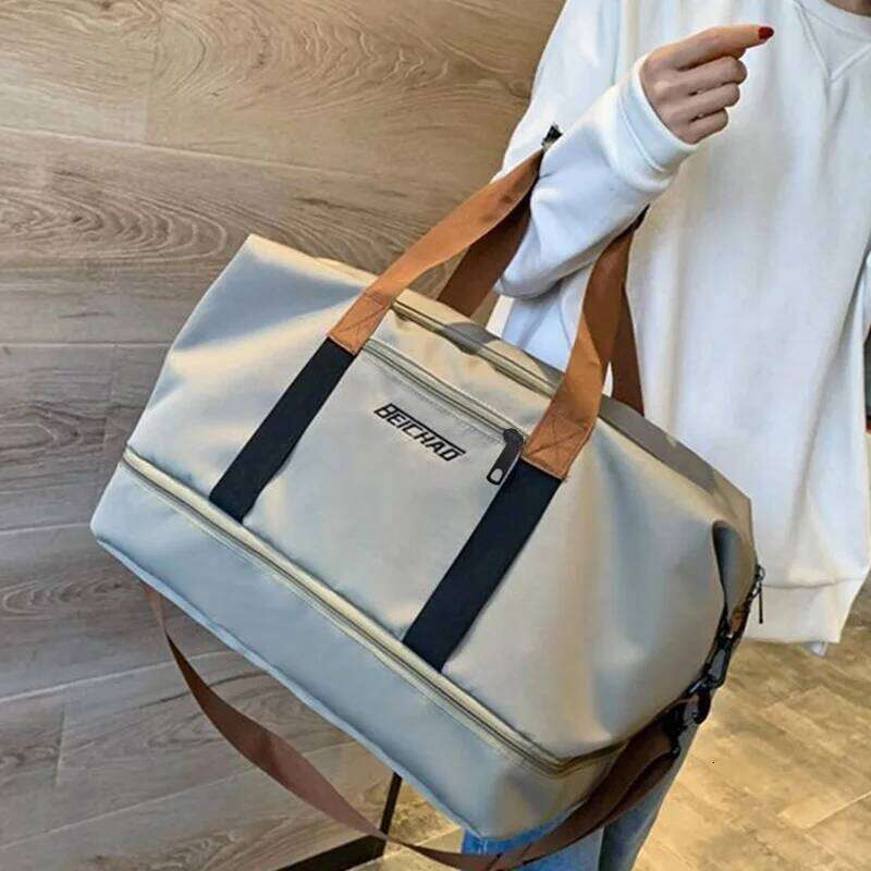 Large Capacity Travel Bag, Dry Wet Separation Design, Foldable Waterproof Gym Bag,Shoe Compartment, Ideal for Outdoor Activities Y260225