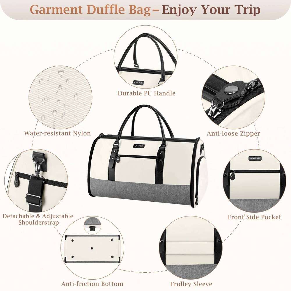 Travel Convertible Garment Duffel Bags Combo with Shoe Compartment Toiletry Bag, Carry-On Weekend Overnight Bag for Y260225