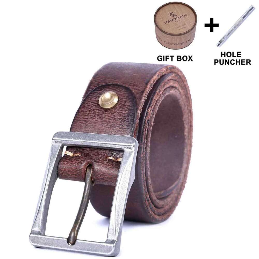 Genuine Men's Cowhide Belts Stainless Steel Buckle, Italian Thickened Leather With Box,Ideal Choice For Gift Y260225