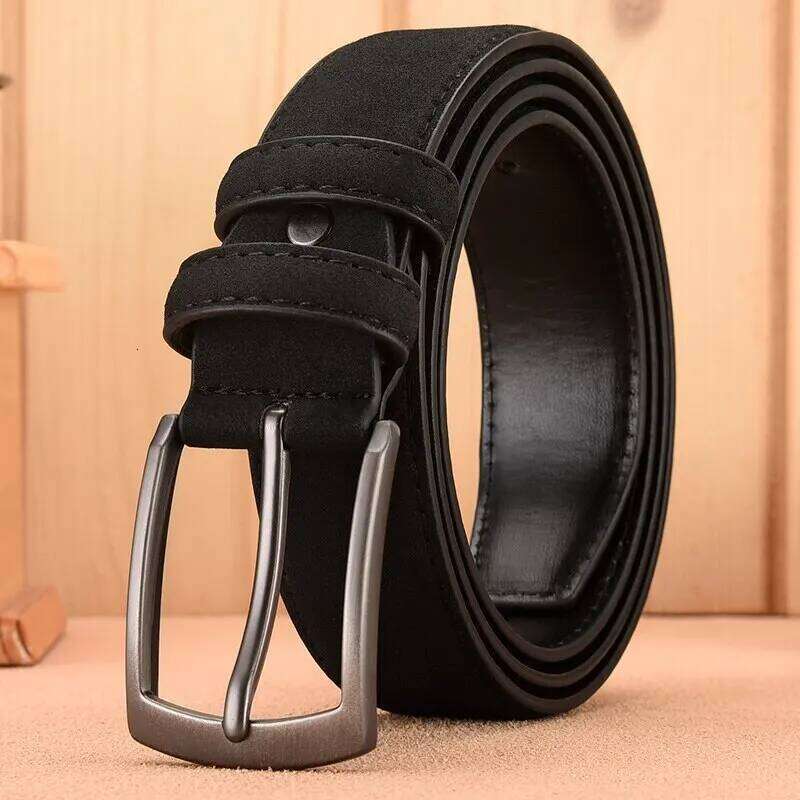 Suede Retro Trend Alloy Buckle Men'S Large Size Genuine High-End Belt 2023 New, Gift For Boyfriend And Dad Y260225