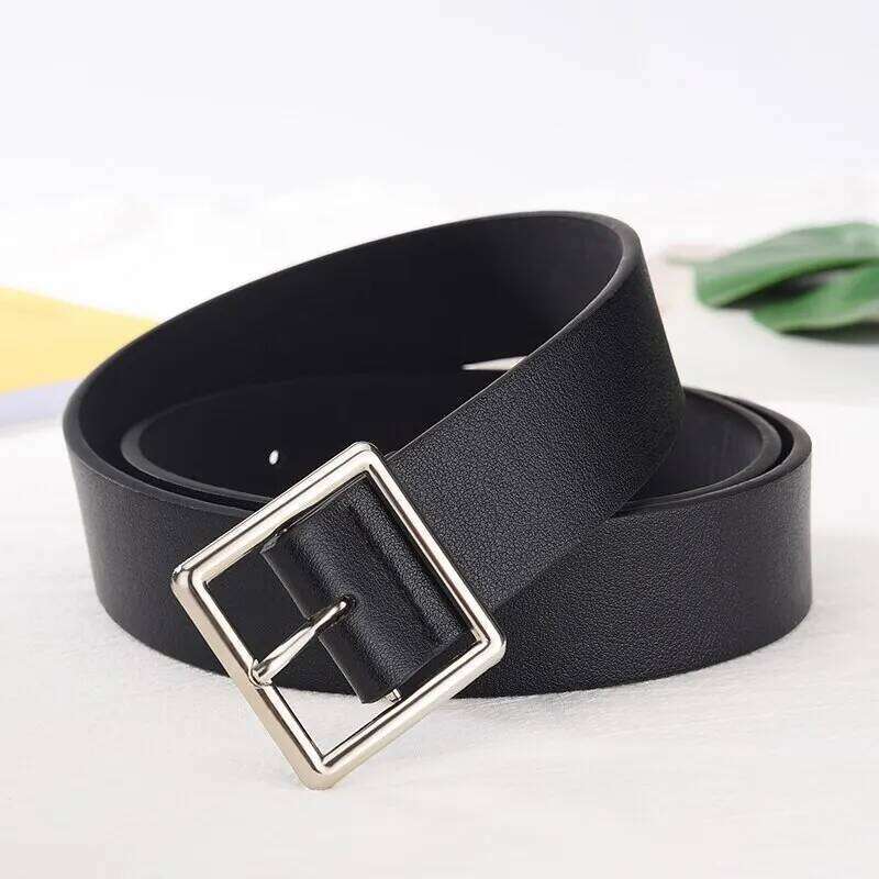 2023 Women'S Soft Pu Leather Square Pin Buckle Jeans Black Belt Chic Luxury Brand Fancy Vintage Strap Female Y260225