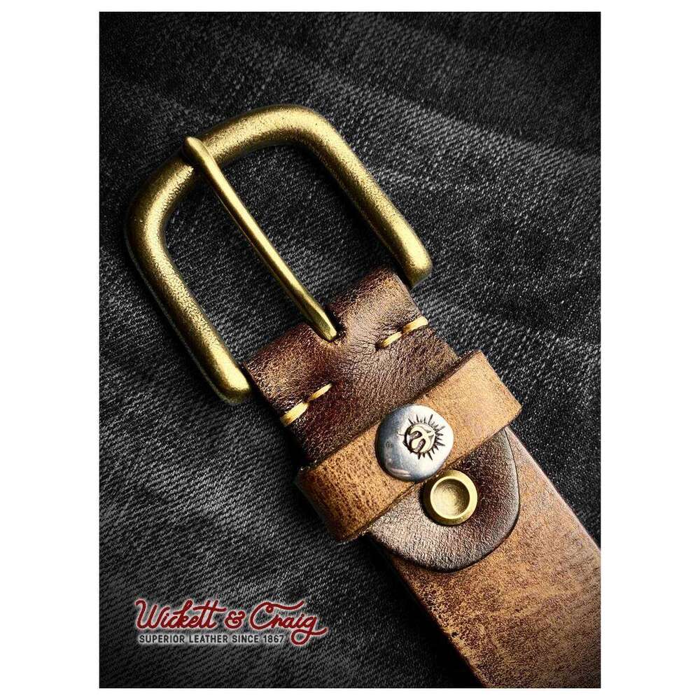 Niche Takahashi Logo Men's Vegetable Tanned Pure Cowhide Retro Casual Belt, Handmade Leather Jeans Belt Y260225