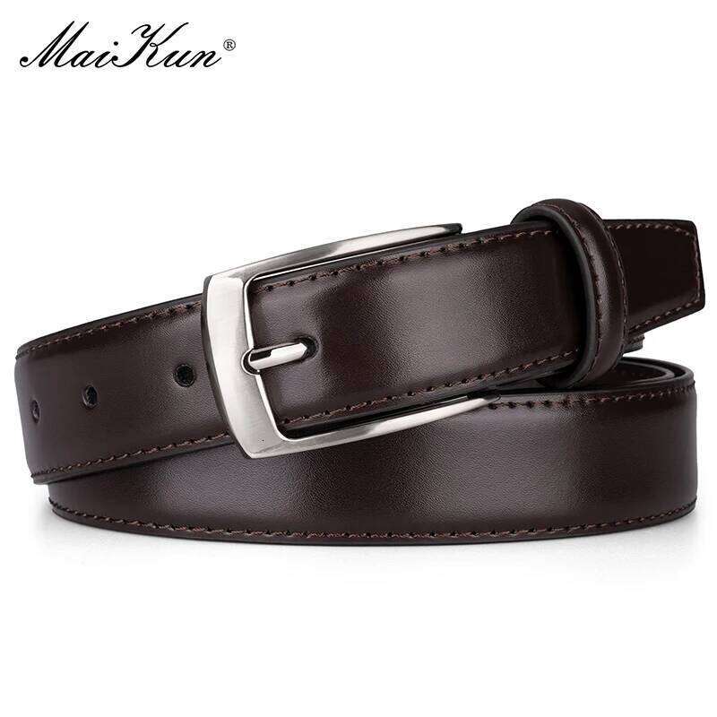 Maikun Fashion Genuine Leather Men's Alloy Pin Buckle Casual Large Size Business Belt For Men Y260225