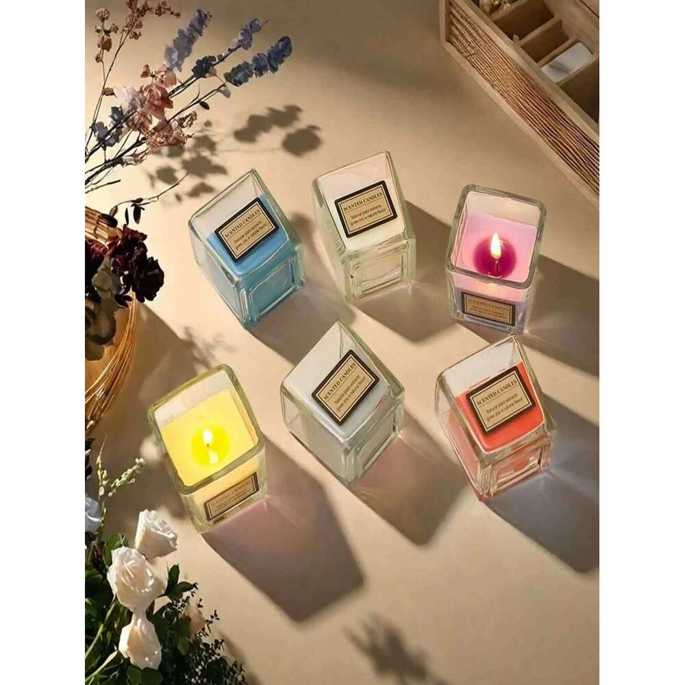 Square Small Atmosphere Candle Suitable for Bedroom Bathroom Creates Relaxing Ambiance Adds a Touch of Elegance H260225