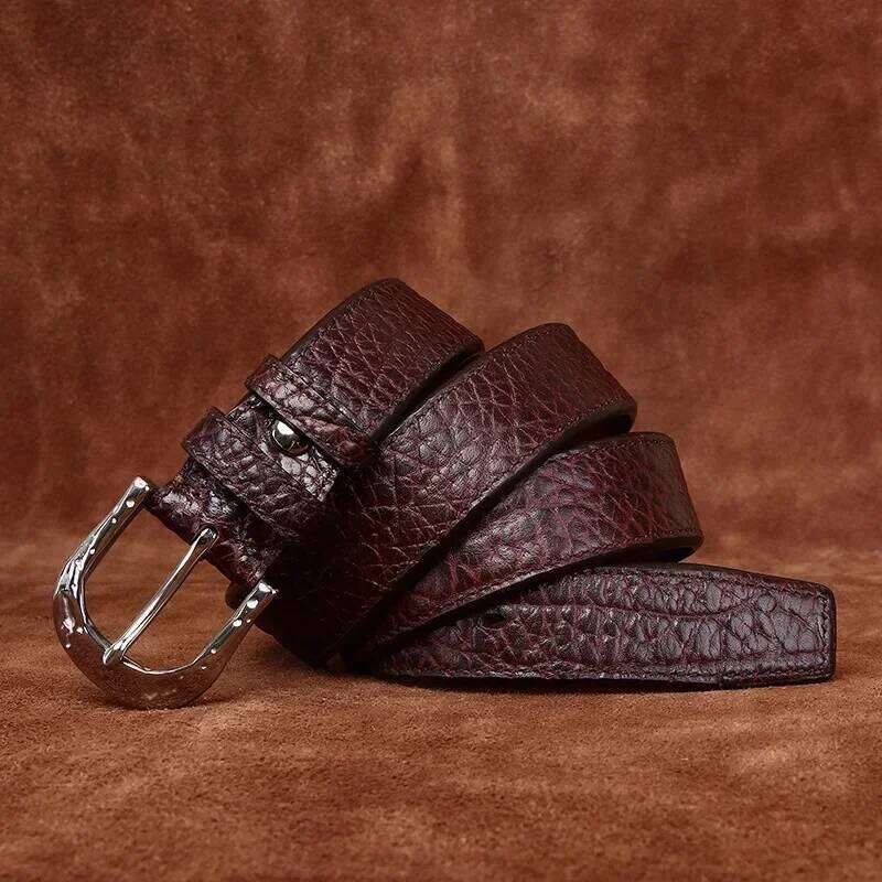 3.8cm Pure Cowskin Men Belt High Quality Genuine Leather Stainless Steel Buckle Strap Male Jeans Luxury Designer Belts for Man Y260225
