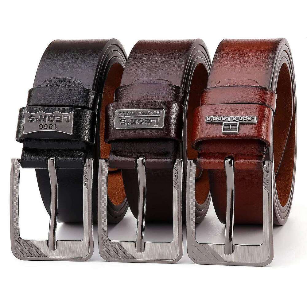 LEONS Buckle Leather Casual Jeans Belt Men High Quality Retro Luxury Male Strap Belts 3 Colors 2023 NEW Y260225