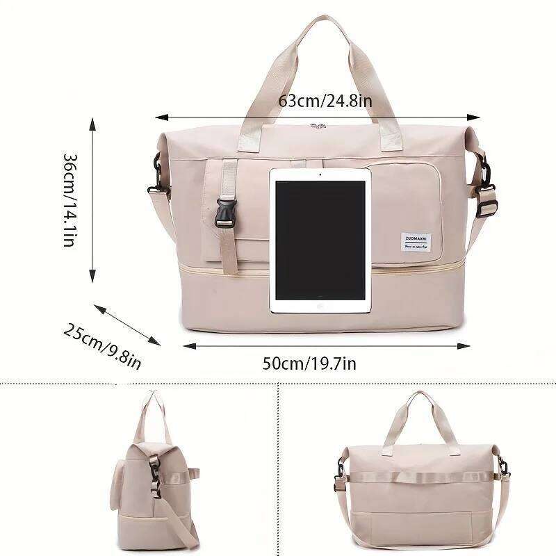 Large Capacity Multi-Functional Travel Duffel & Gym Tote with Multiple Compartments, Durable Nylon Sports Bag Y260225