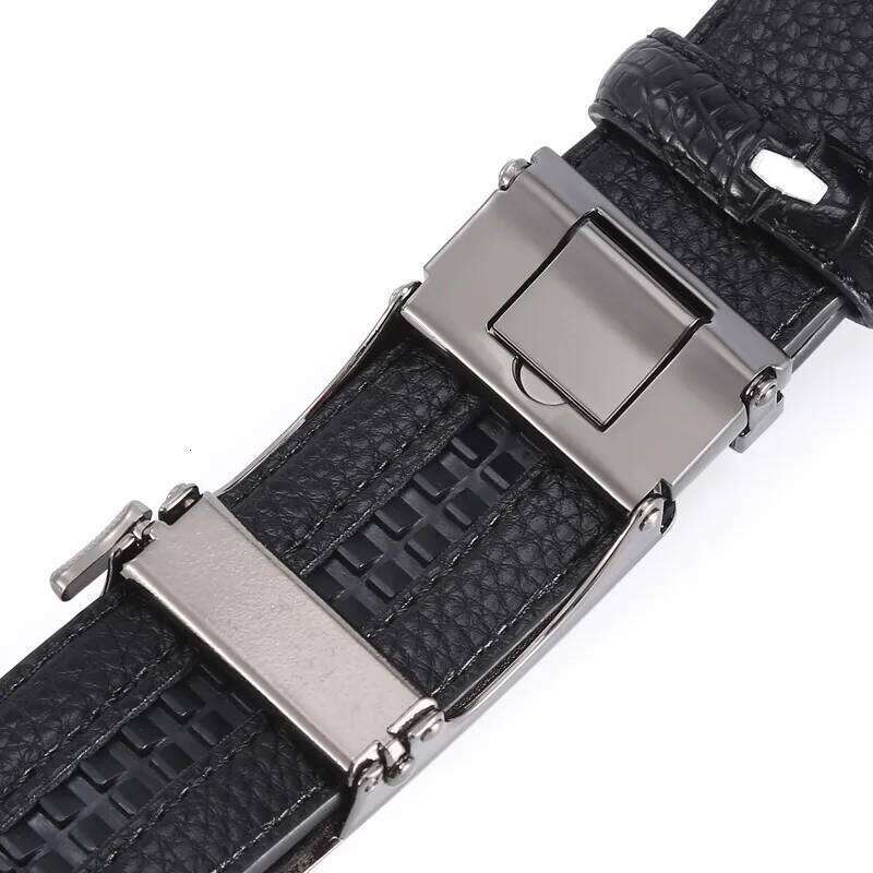 Famous Brand Business High Quality Genuine Leather Luxury Waist Strap Blue Male Automatic Buckle Jeans Belts for Men Y260225