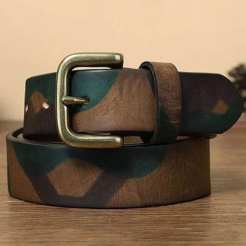 100% Genuine Leather 2025 Men High Quality Camouflage Pure Cowhide Belt Strap Male Luxury Pin Buckle Vintage Jeans Belts Women Y260225