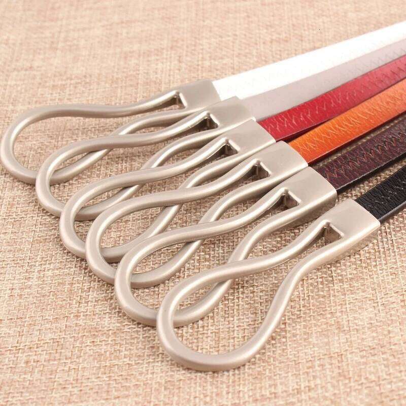 Simple women's genuine leather knotted thin belt with skirt coat tight waist luxury decoration Y260225