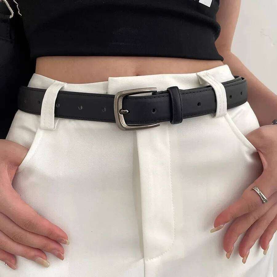 2.8x108cm PU Leather for Women Vintage Summer Silver Buckle Korean Female Jeans Coat Dress Waistband Mens Waist Belt Y260225