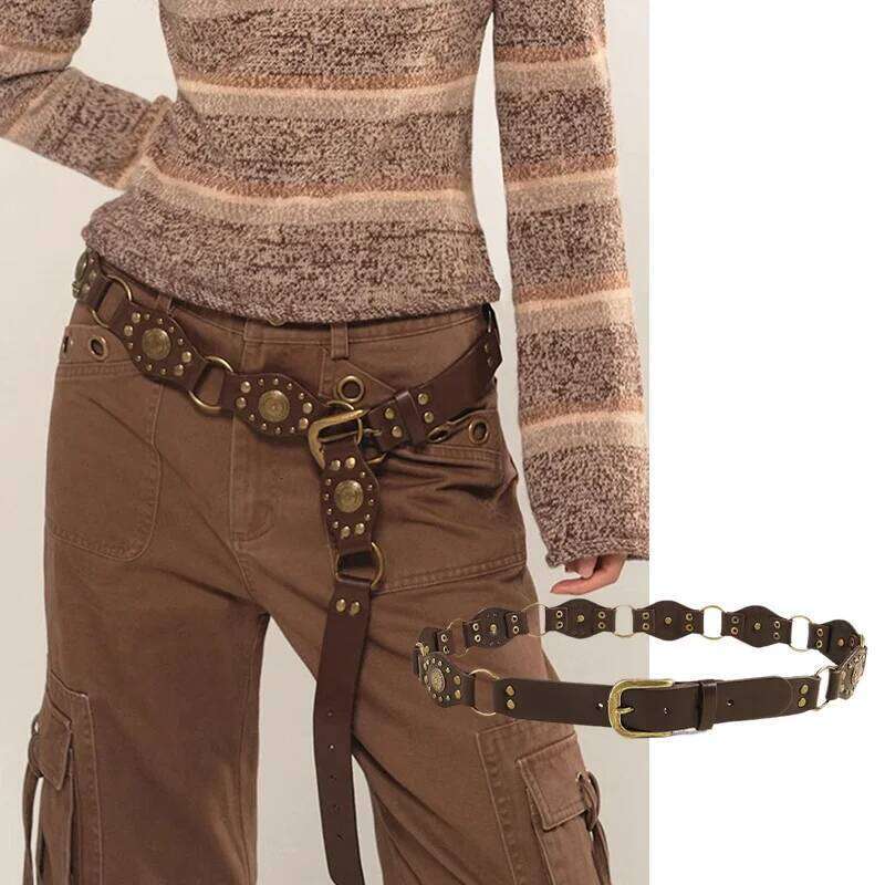 Desinger Belts For Women High Quality Punk Gothic Vintage Brown Corset Belt Female Unisex Men Waistband Western Cowgirl Cowboy Y260225