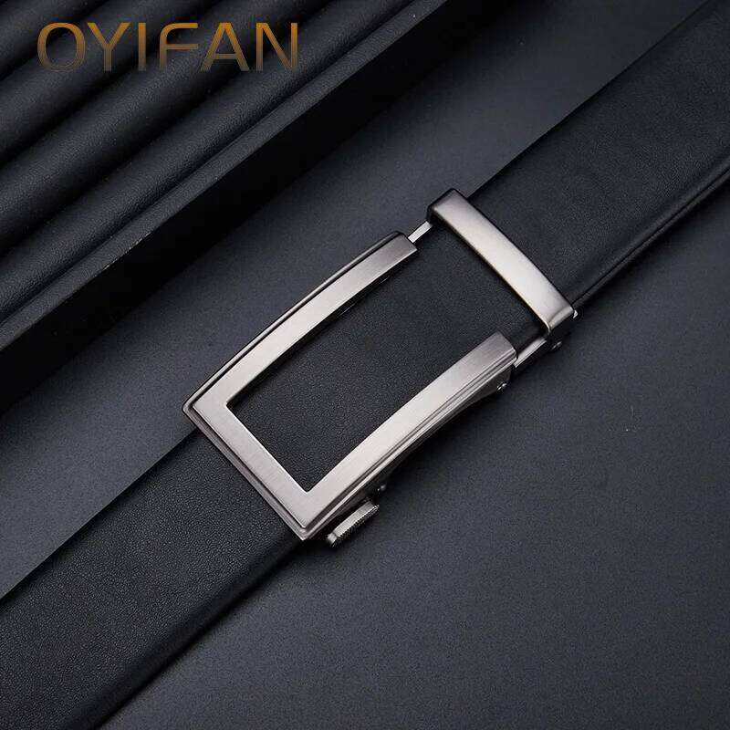 Fashion Designer 110-130cm Alloy Automatic Buckle Ratchet Men's Genuine Leather Belt Y260225