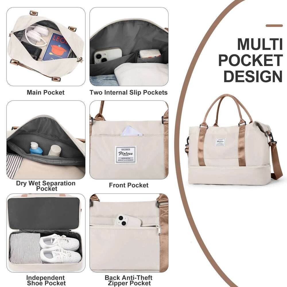 Tote Lightweight Handbag with Shoe Compartment, Large Capacity Crossbody Shoulder Cabin Travel Bag, Sports Bag Y260225