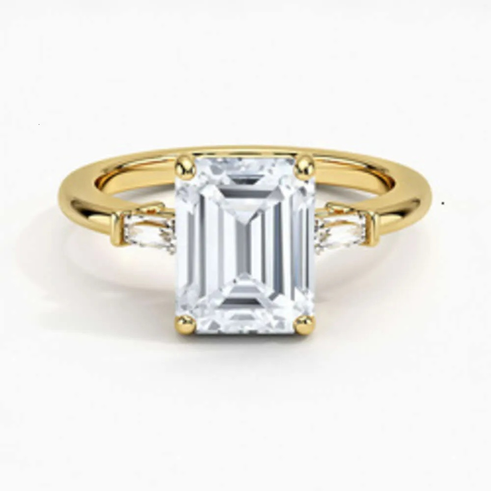 Customized 18k white gold lab grown diamond engagement 2.5ct Emerald cut cvd ring jewelry for women