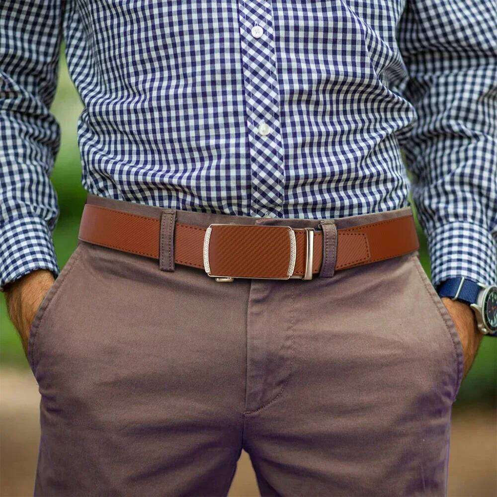 Men Belts Leather LONG Large Pin Metal Automatic Buckle High Quality Casual for Jeans Women Strap Y260225