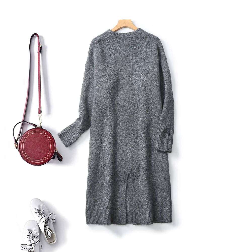 Ethereal 2024 new style of Women's casual long round neck wool blend dress XJ260225