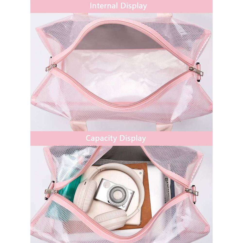 Transparent Waterproof PVC Duffle Zipper Travel Storage Bag,Sports Fitness Bag, Large Capacity Handbag & Shoulder Bag Y260225