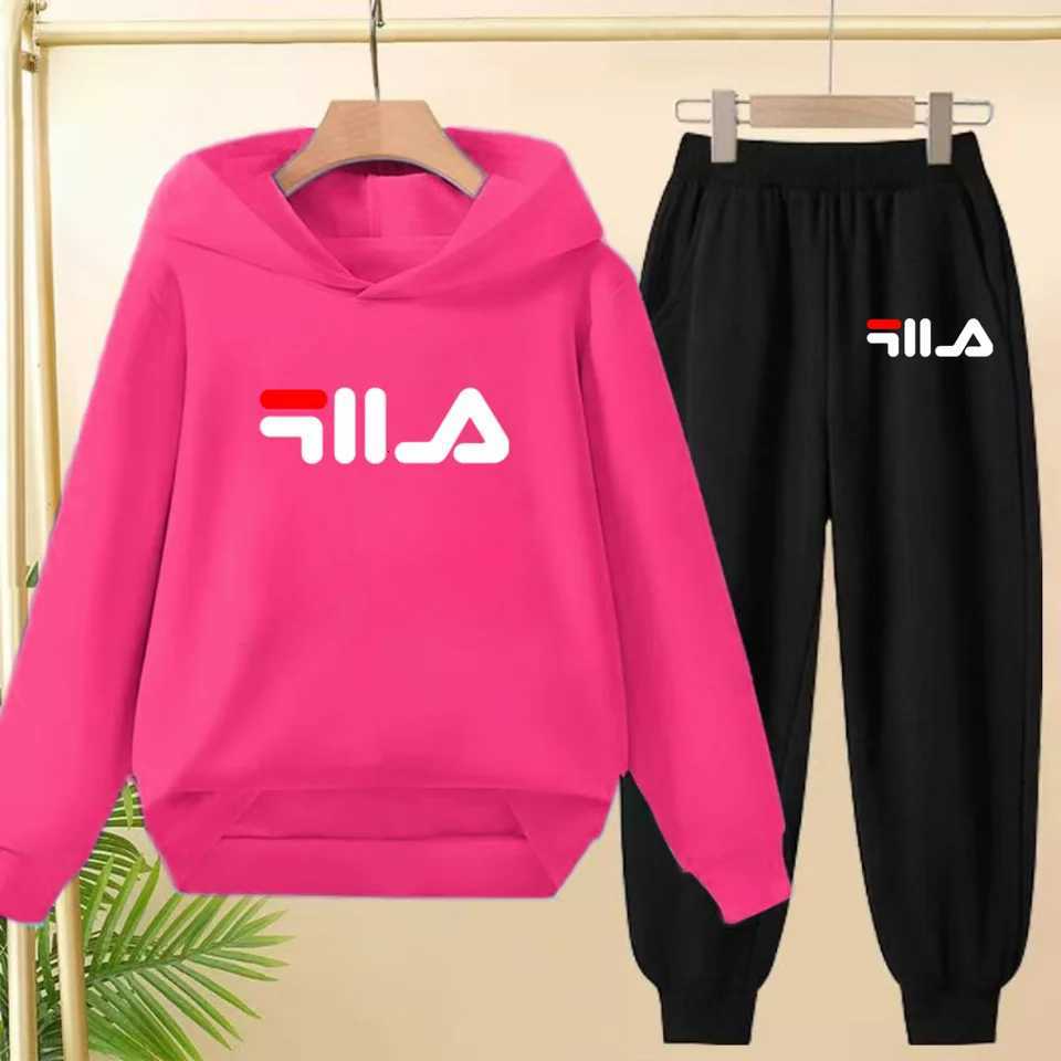 Kids' Pink Hoodie & Pants Tracksuit - Casual Sports Jogging Set for Boys & Girls 3-12 YearsT260225