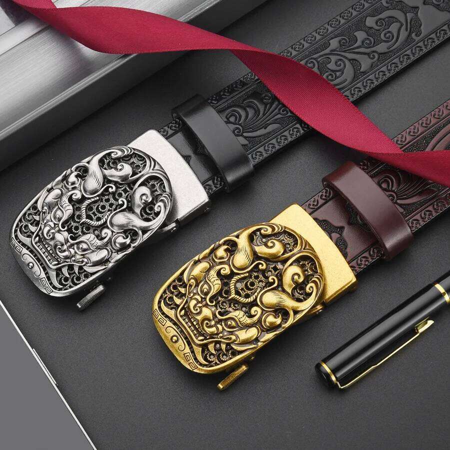 New Genuine leather retro luxury brand fashion trend business belt for men's gift Y260225