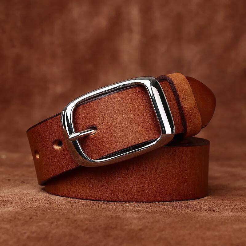 3.3CM Pure Cowhide High Quality Genuine Leather Belts for Men Brand Strap Male Stainless Steel Buckle Business Jeans Cowboy Y260225