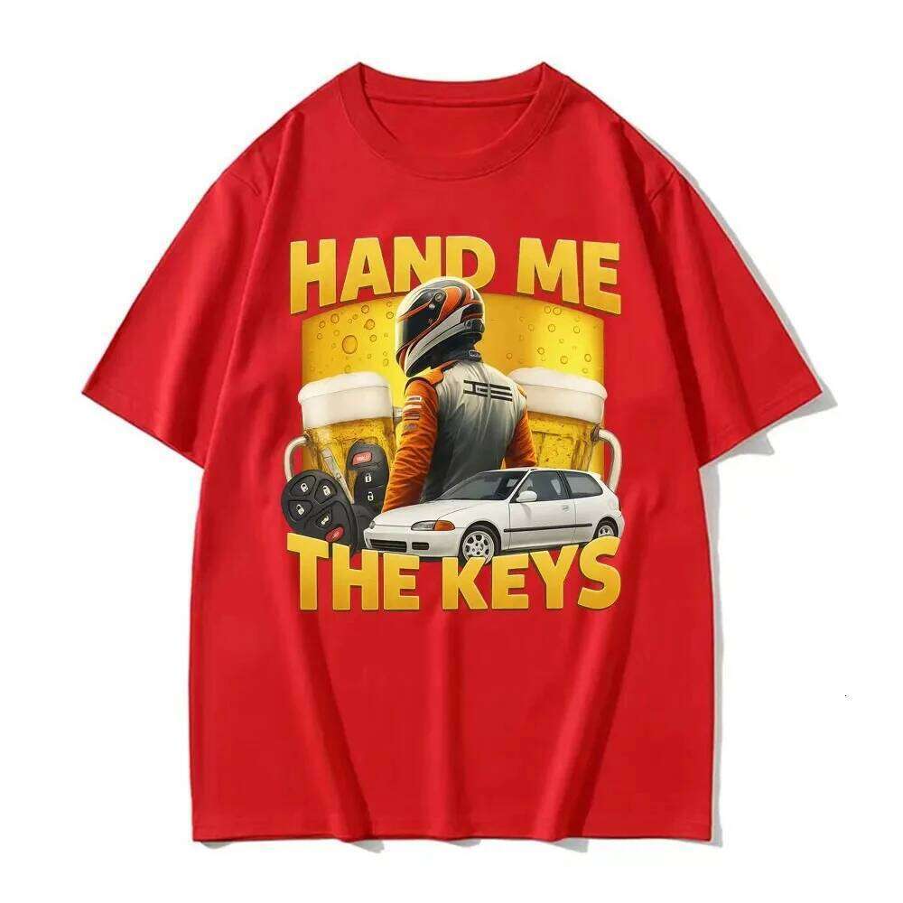 Funny Hand Me The Keys Alcohol Beer T Shirt Drinking and Driving Meme T-shirts Women Summer Hip Hop Fashion Clothing C260225