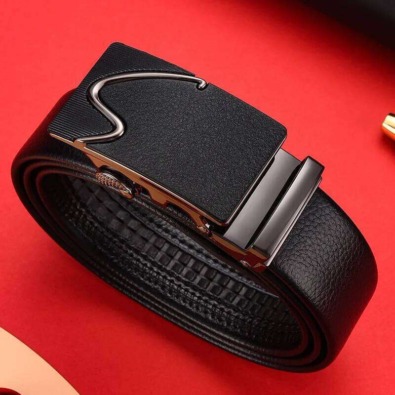 New Cowhide men's leather belt, automatic buckle,high-end trendy buckle Y260225