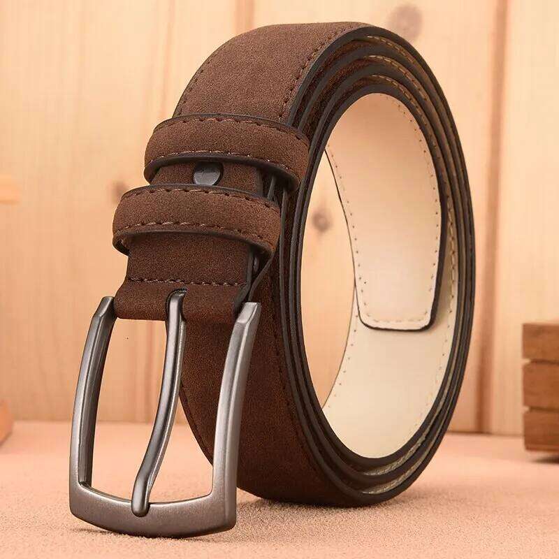 Suede Retro Trend Alloy Buckle Men'S Large Size Genuine High-End Belt 2023 New, Gift For Boyfriend And Dad Y260225