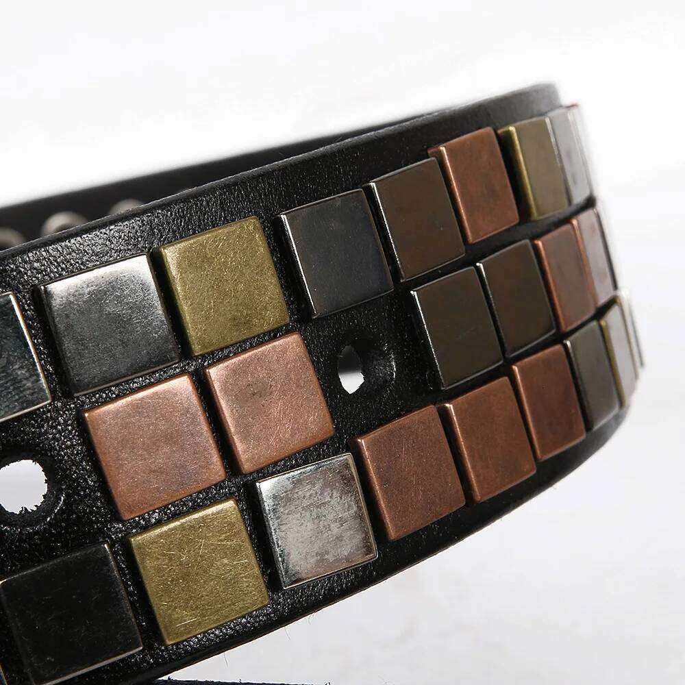 3.8CM Heavy Metal Rivet Plate Cowboy Genuine Leather Jeans Belts For Vintage Punk Men Belt Ceinture Homme Male Strap Y260225