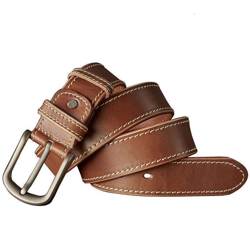 Handmade Thickened Genuine With Alloy Pin Buckle Full Grain Cowhide Leather Waist Strap Daily Casual Pants Belt Men Y260225